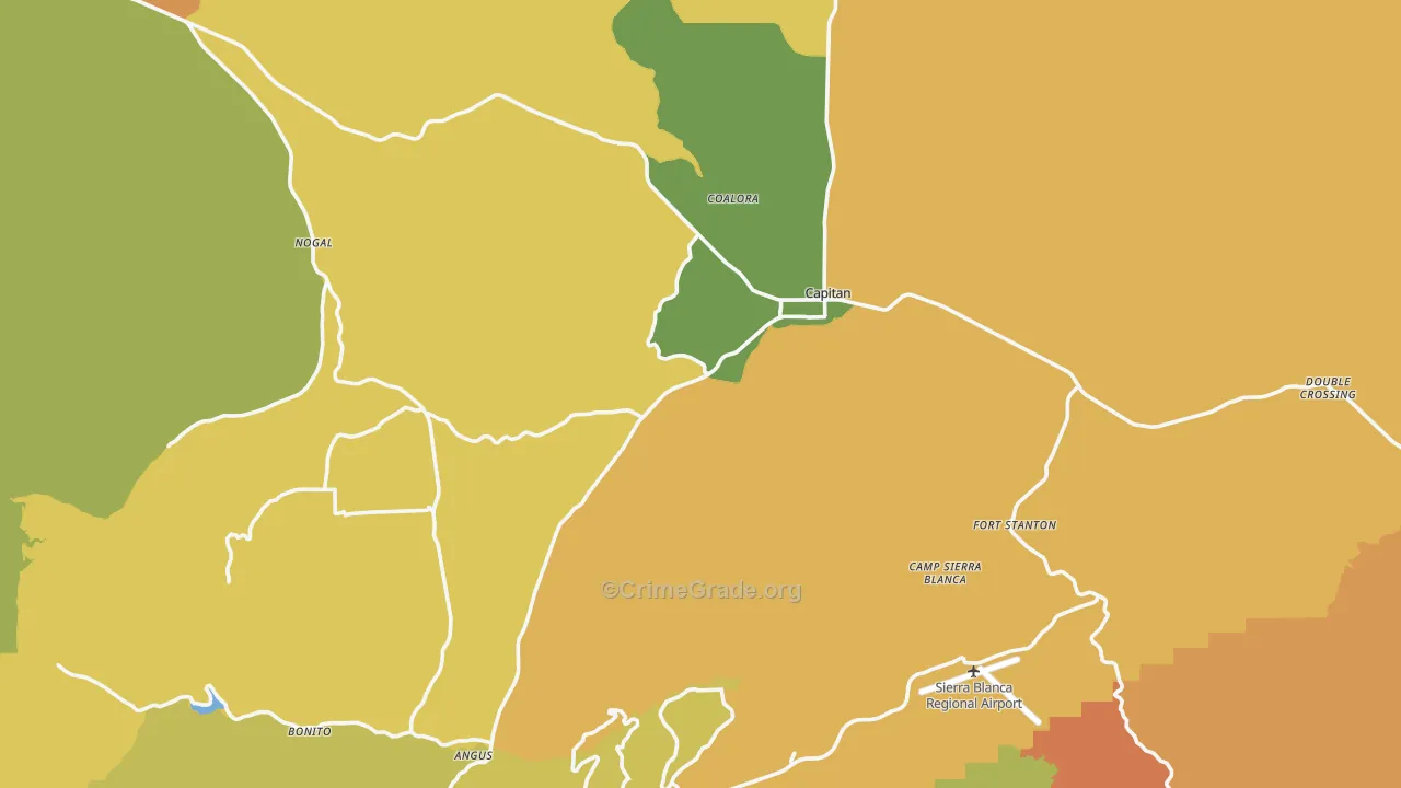 Capitan, NM Map of Burglary Rates