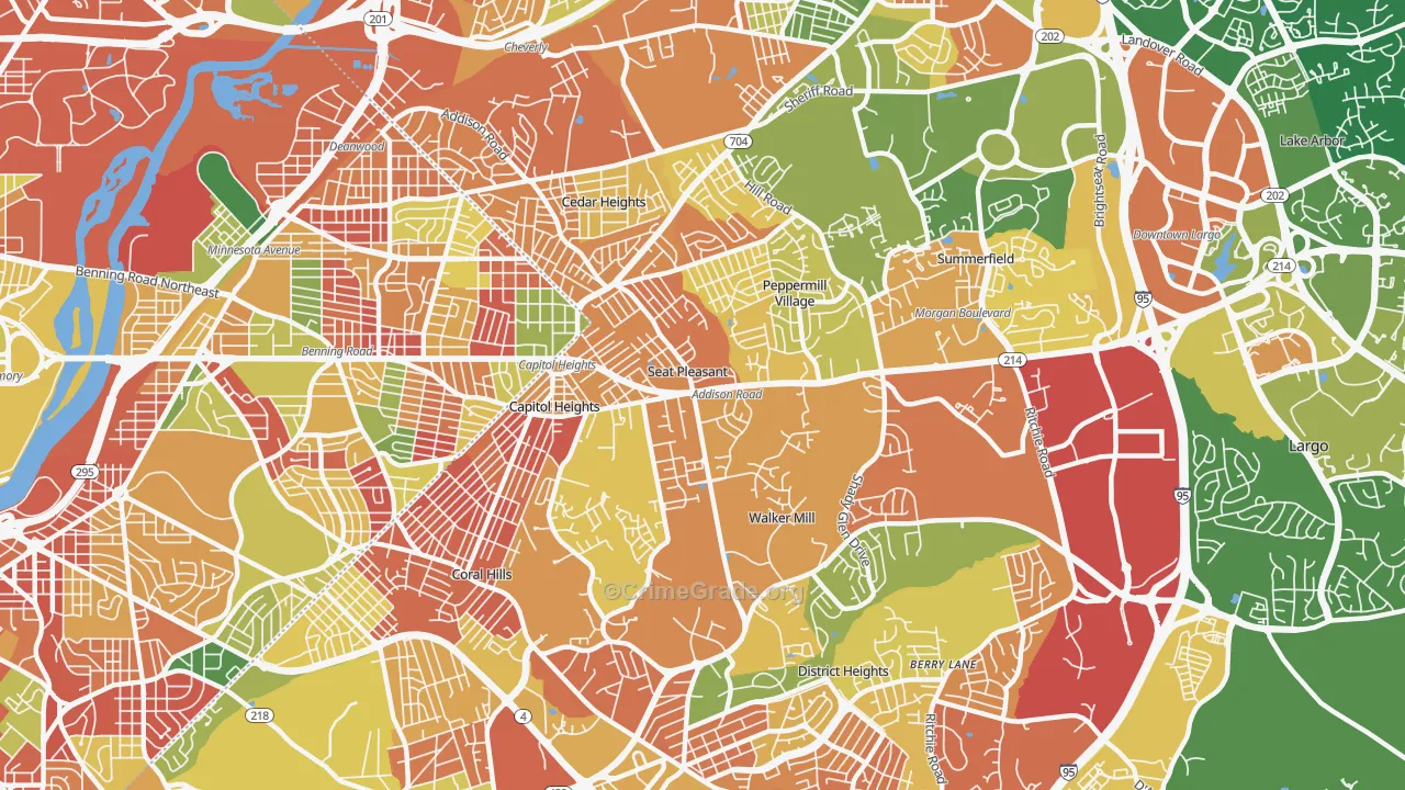 Capitol Heights, MD Map of Burglary Rates
