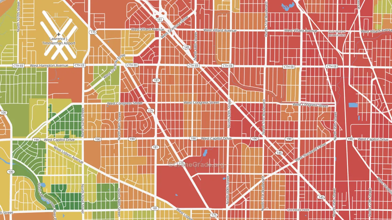 Capitol Heights, Milwaukee, WI Map of Burglary Rates