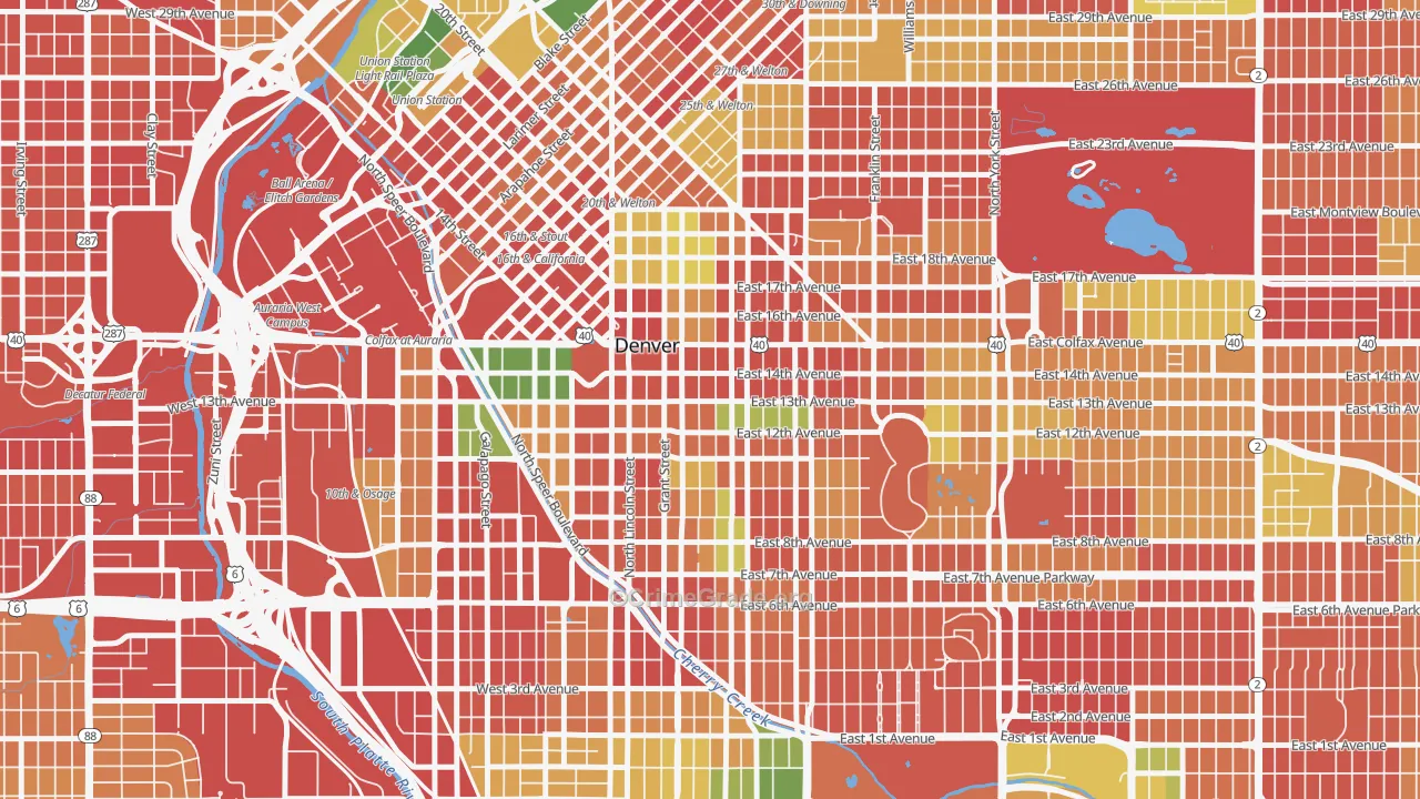 Capitol Hill, Denver, CO Map of Burglary Rates