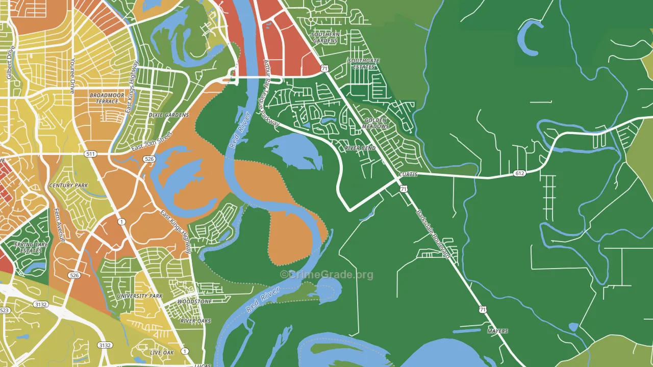 Caplis, LA Map of Burglary Rates