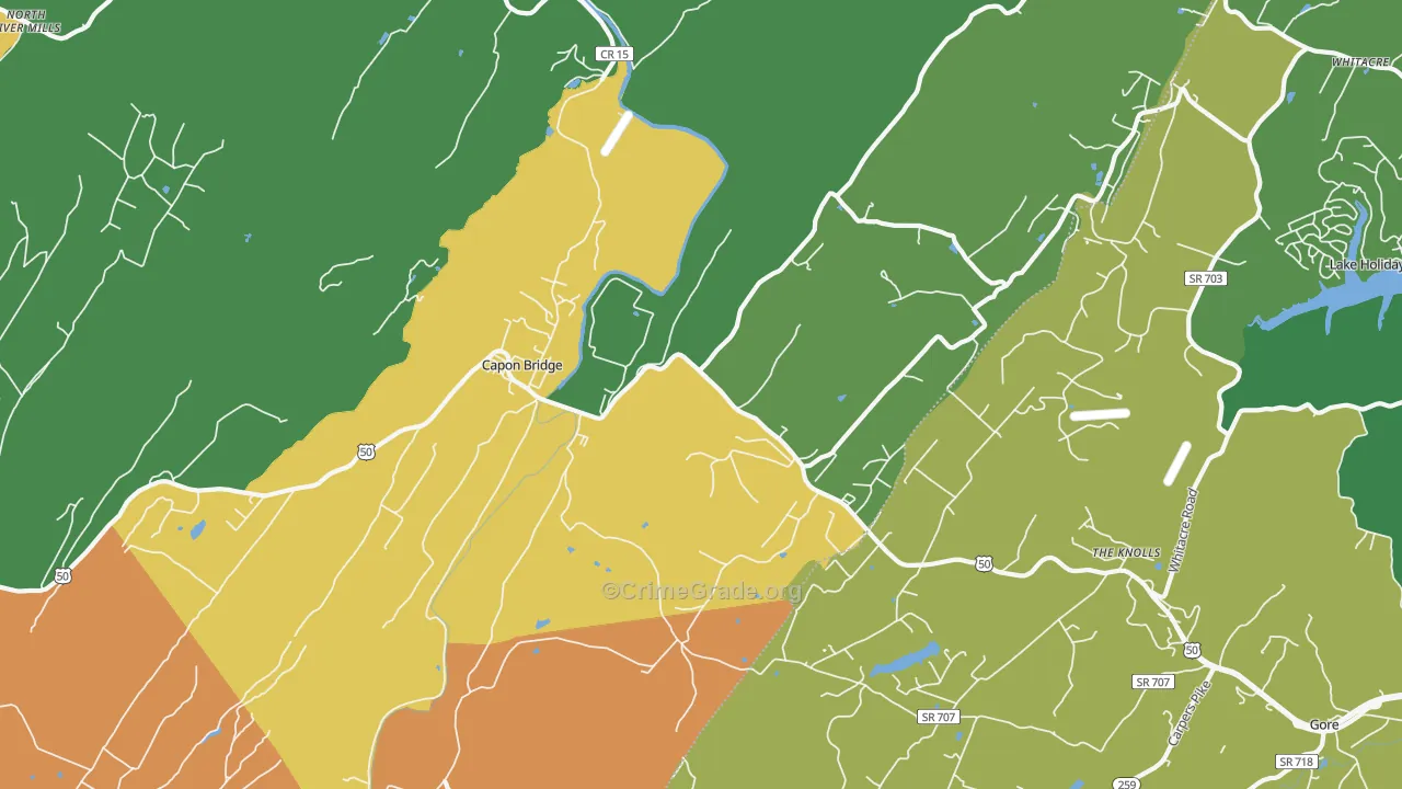 Capon Bridge, WV Map of Burglary Rates