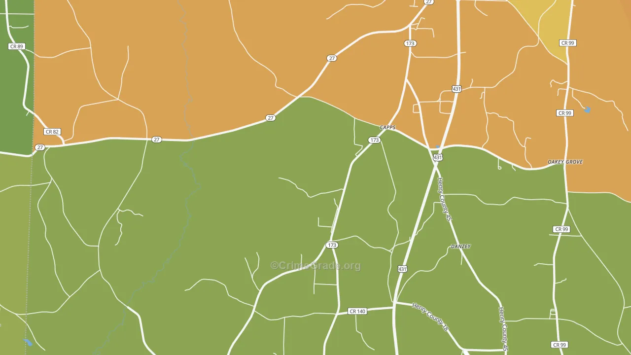 Capps, AL Map of Burglary Rates
