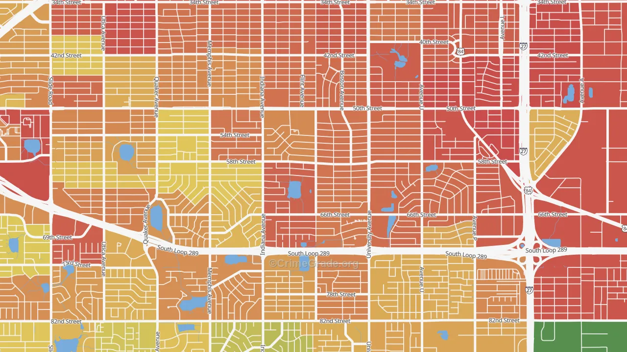 Caprock, Lubbock, TX Map of Burglary Rates