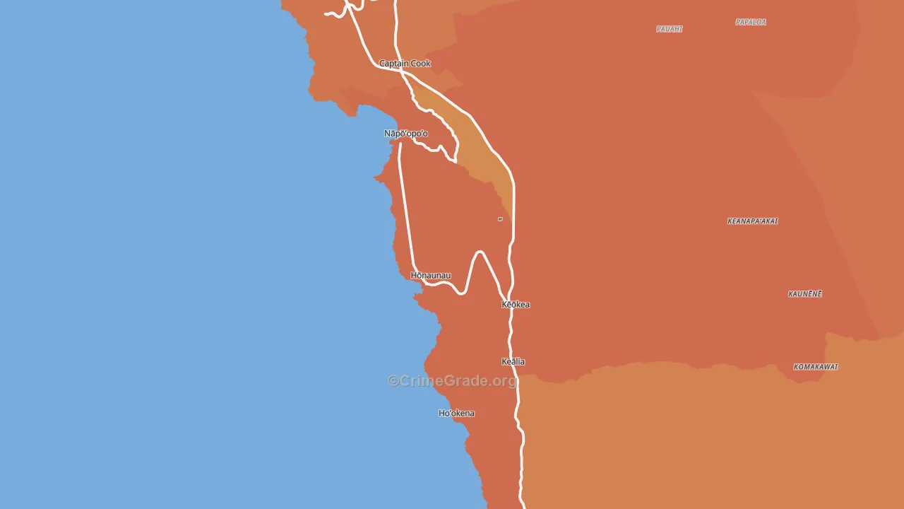Captain Cook, HI Map of Burglary Rates