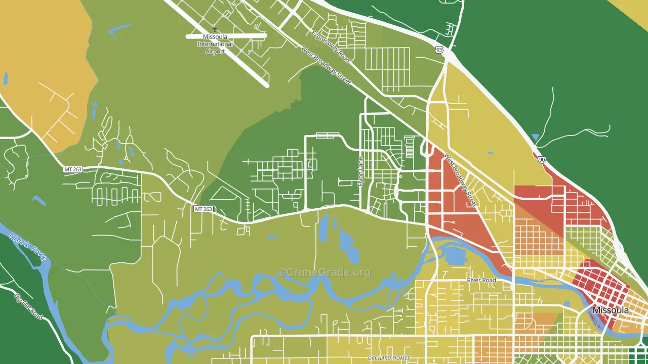 Captain John Mullan, Missoula, MT Map of Burglary Rates