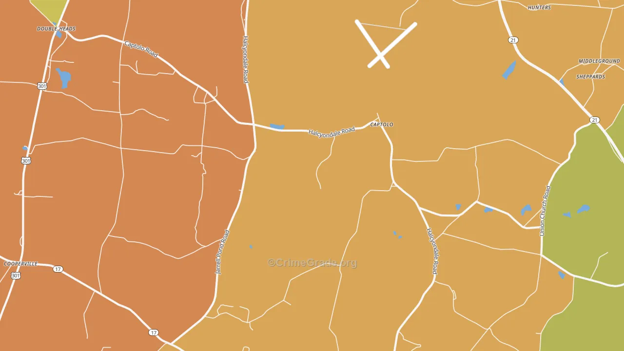 Captolo, GA Map of Burglary Rates