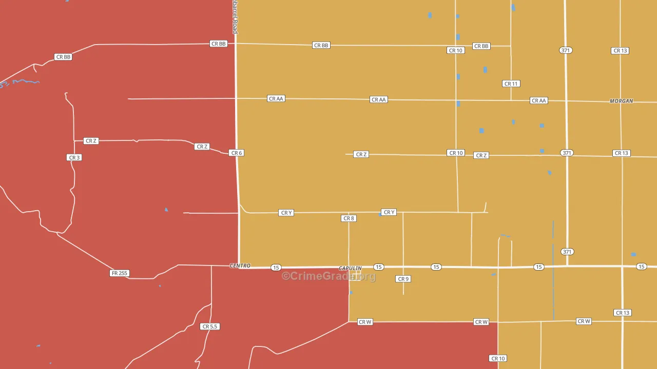 Capulin, CO Map of Burglary Rates