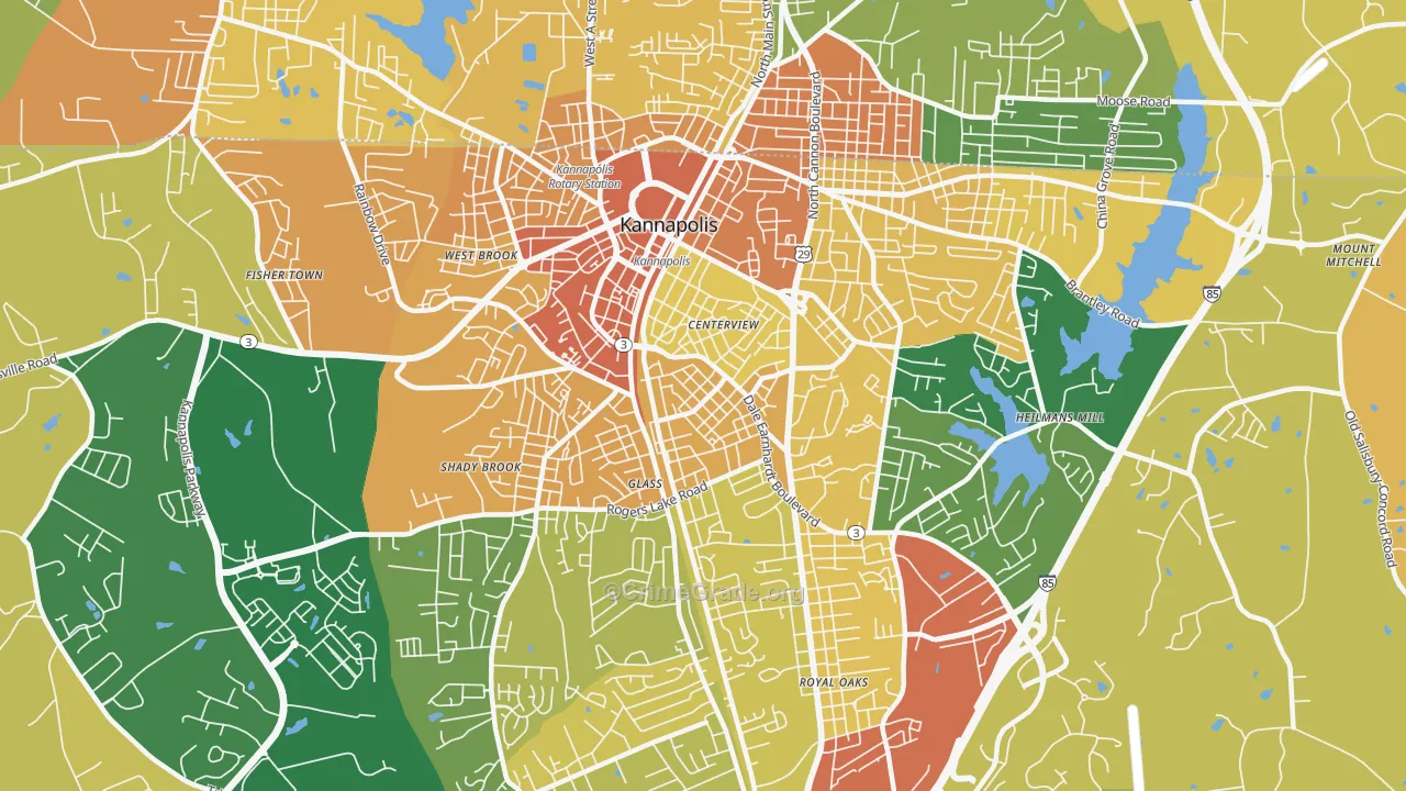 Car Town, Kannapolis, NC Map of Burglary Rates