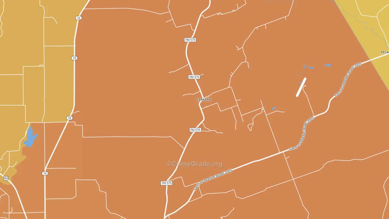 Caradan, TX Map of Burglary Rates