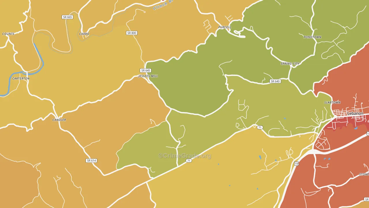 Carbo, VA Map of Burglary Rates