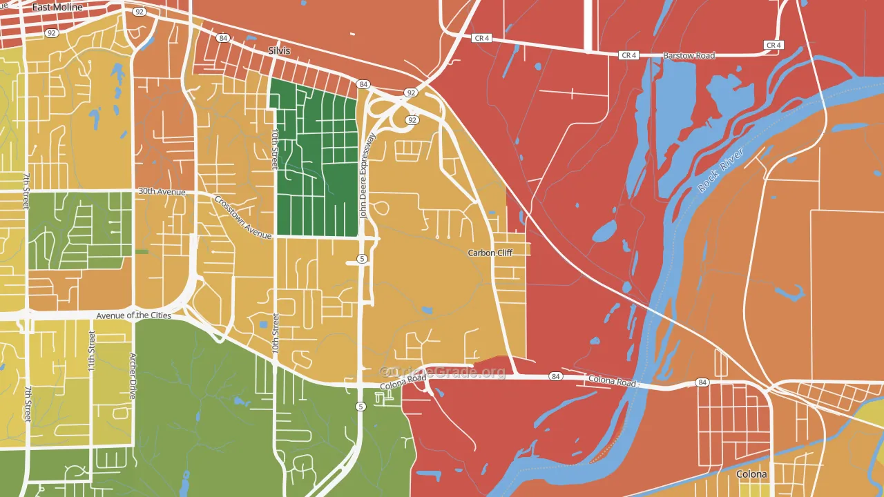 Carbon Cliff, IL Map of Burglary Rates