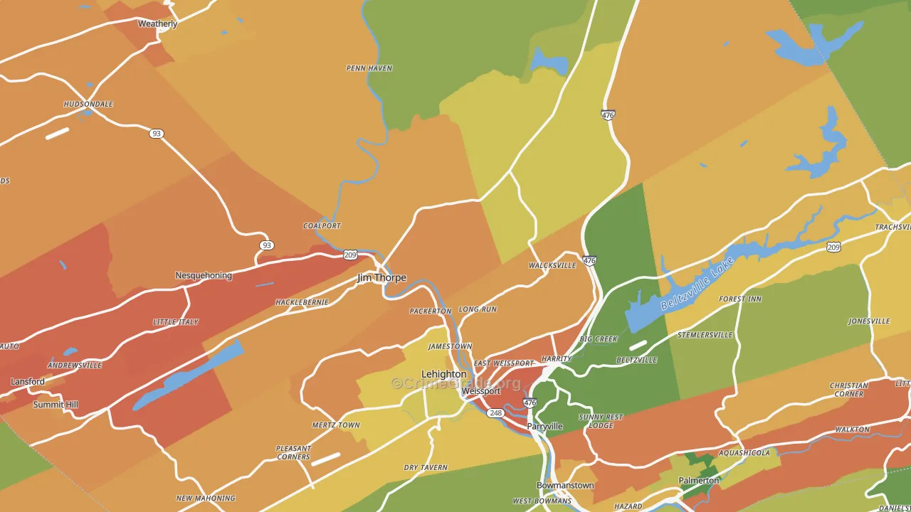 Carbon County, PA Map of Burglary Rates