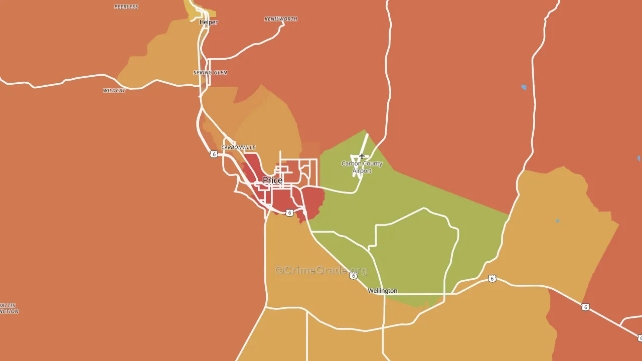 Carbon County, UT Map of Burglary Rates