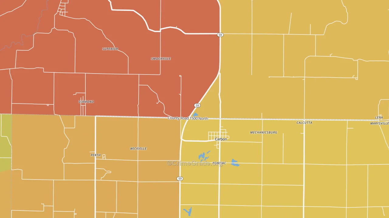 Carbon, IN Map of Burglary Rates