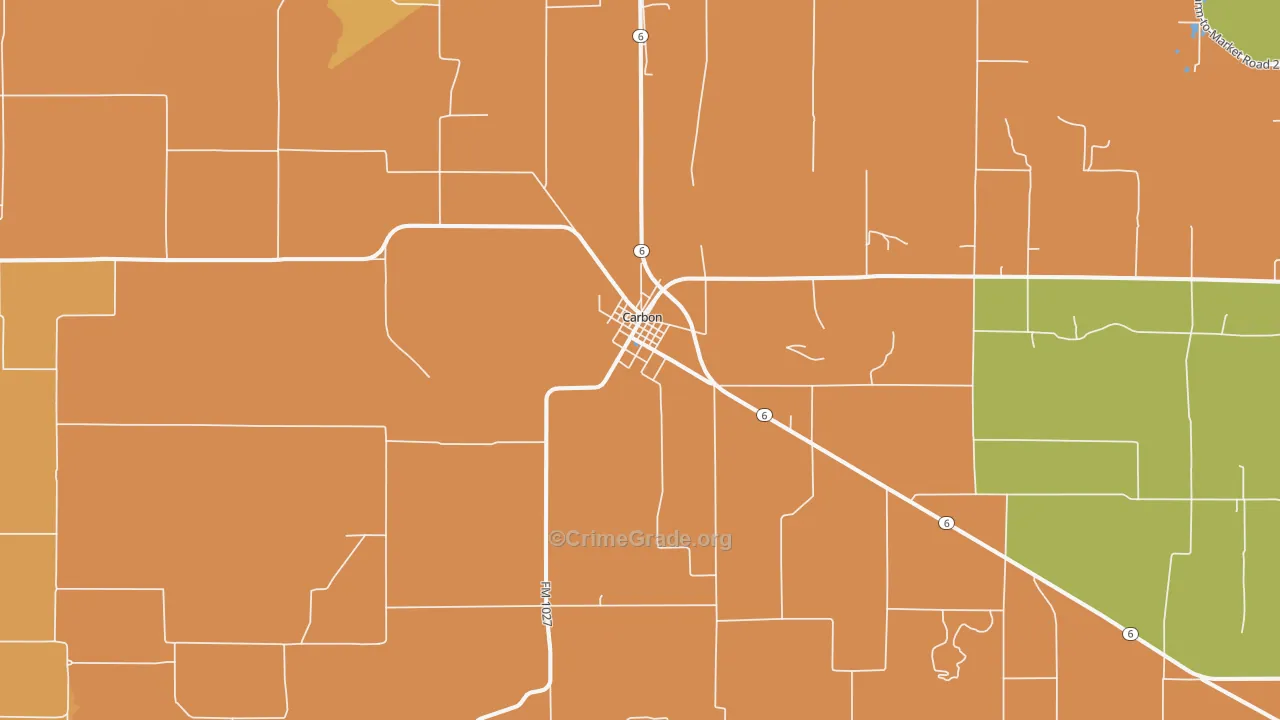 Carbon, TX Map of Burglary Rates