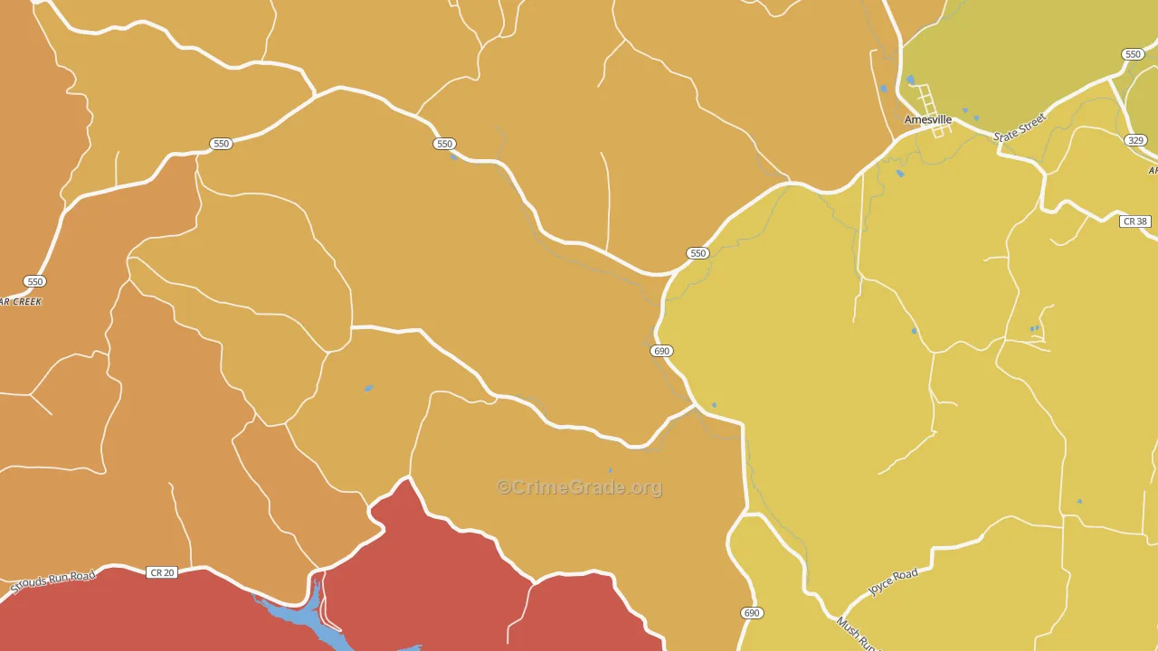 Carbondale, OH Map of Burglary Rates