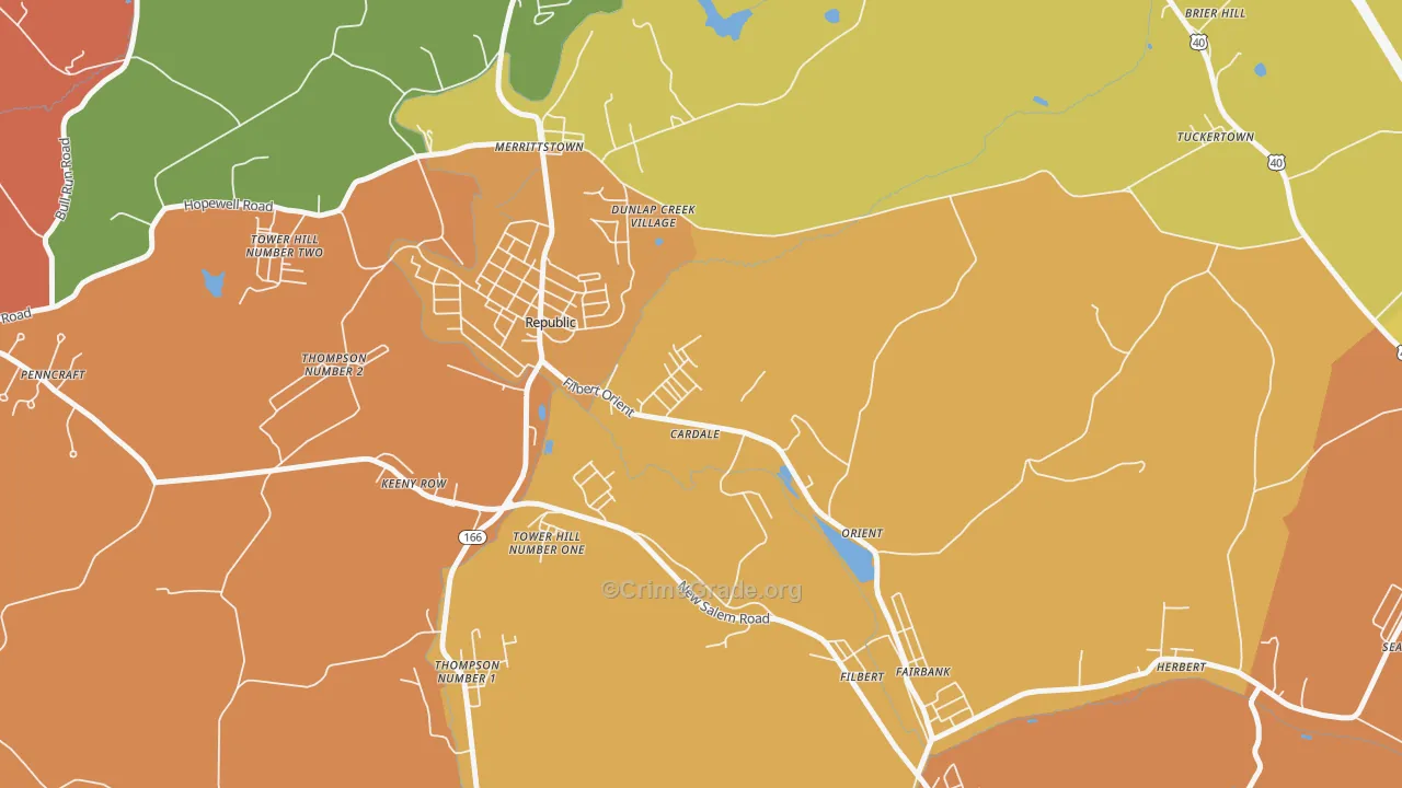 Cardale, PA Map of Burglary Rates