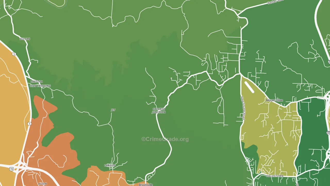 Cardiff, AL Map of Burglary Rates