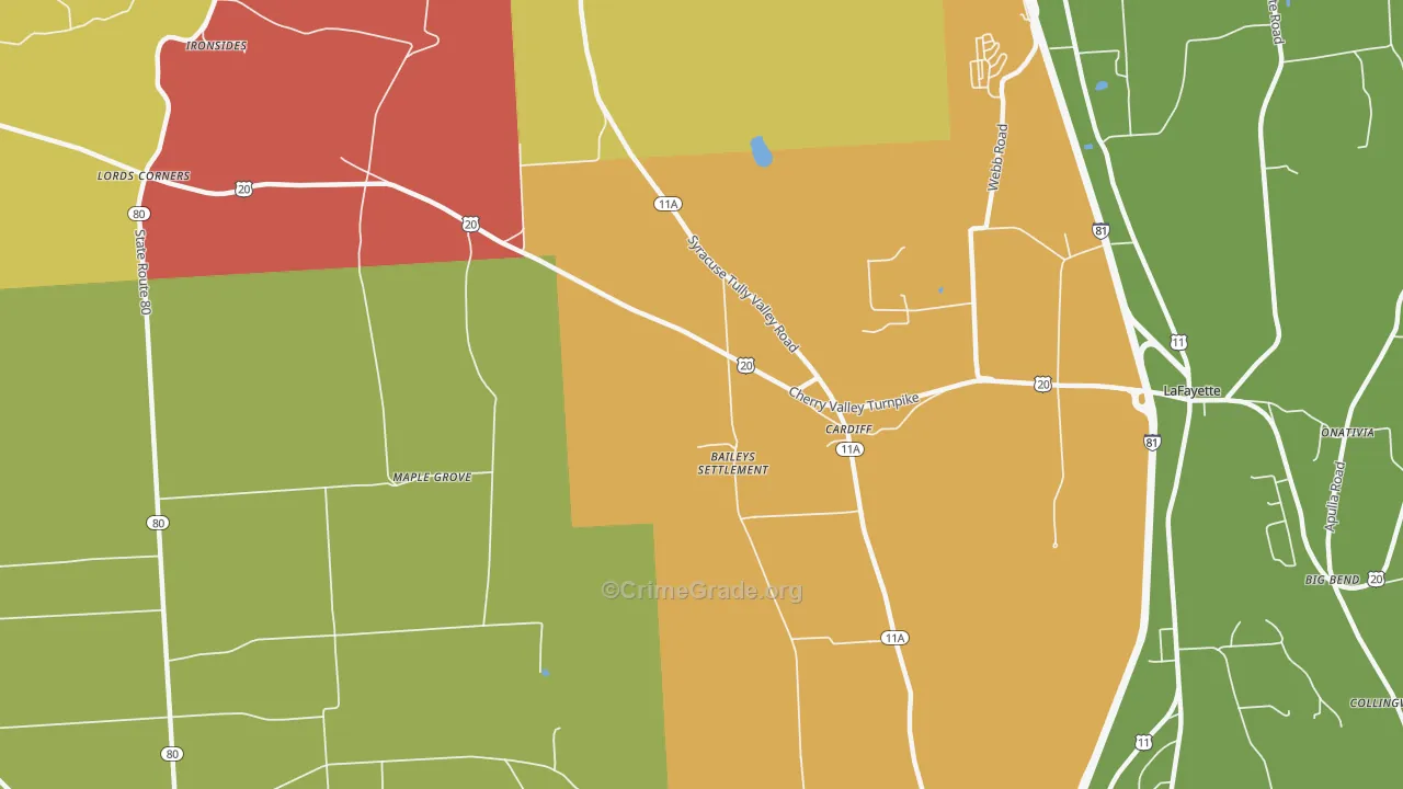Cardiff, NY Map of Burglary Rates