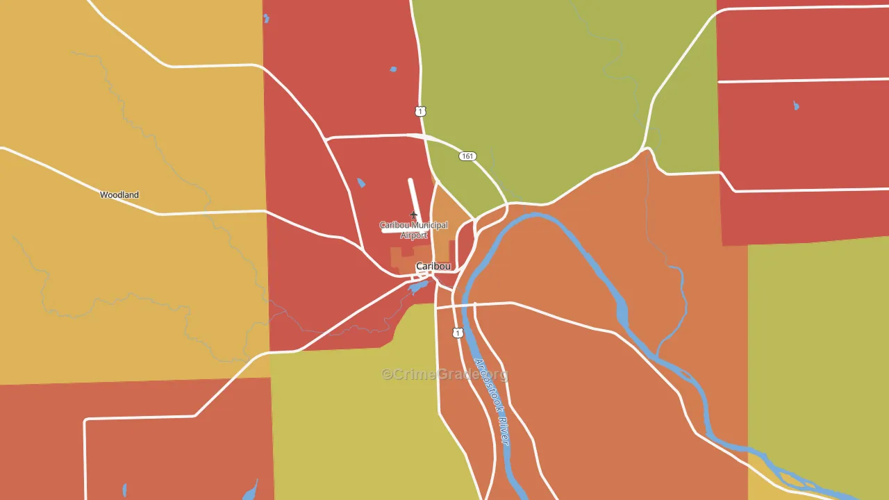 Caribou, ME Map of Burglary Rates