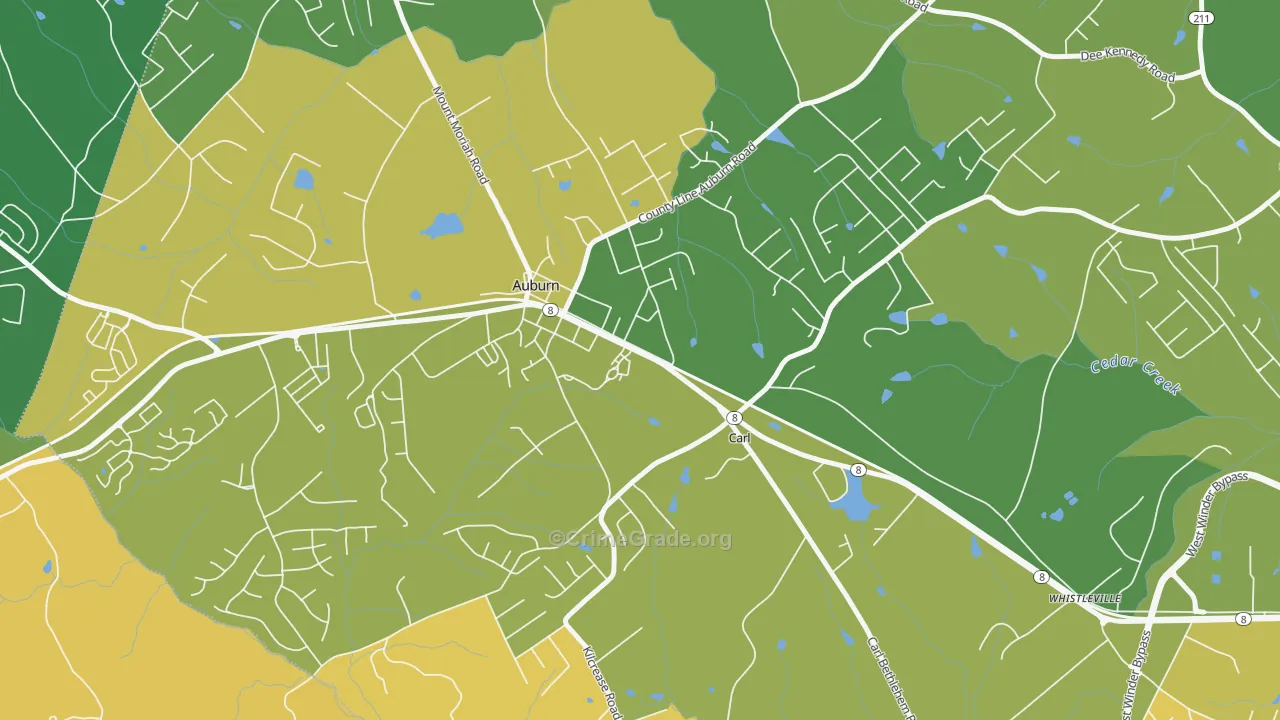 Carl, GA Map of Burglary Rates