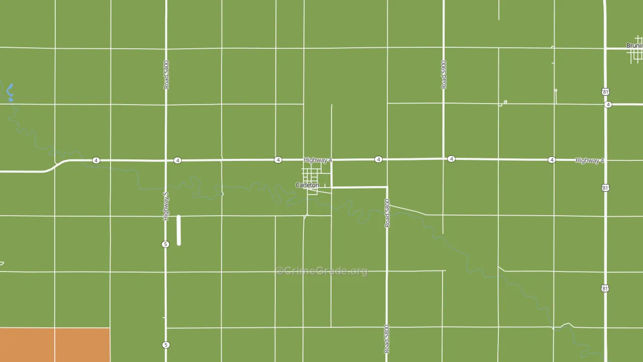 Carleton, NE Map of Burglary Rates