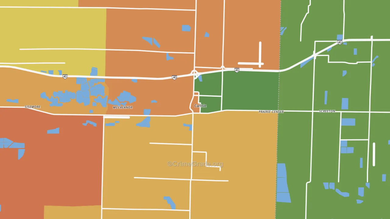 Carlisle, AR Map of Burglary Rates