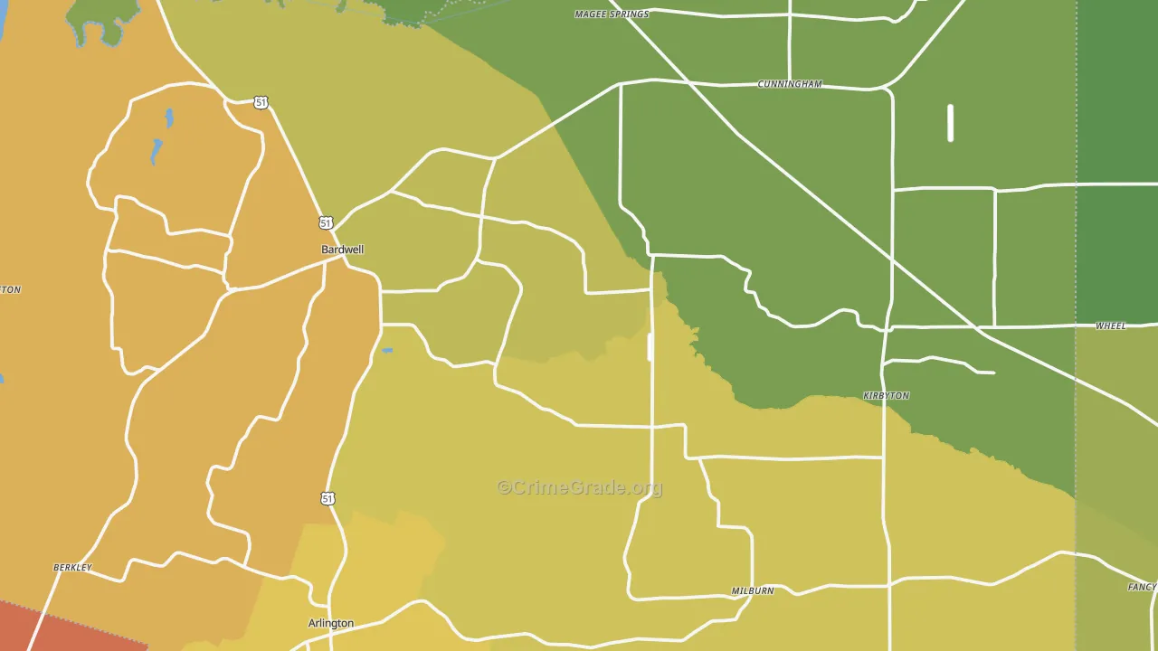 Carlisle County, KY Map of Burglary Rates