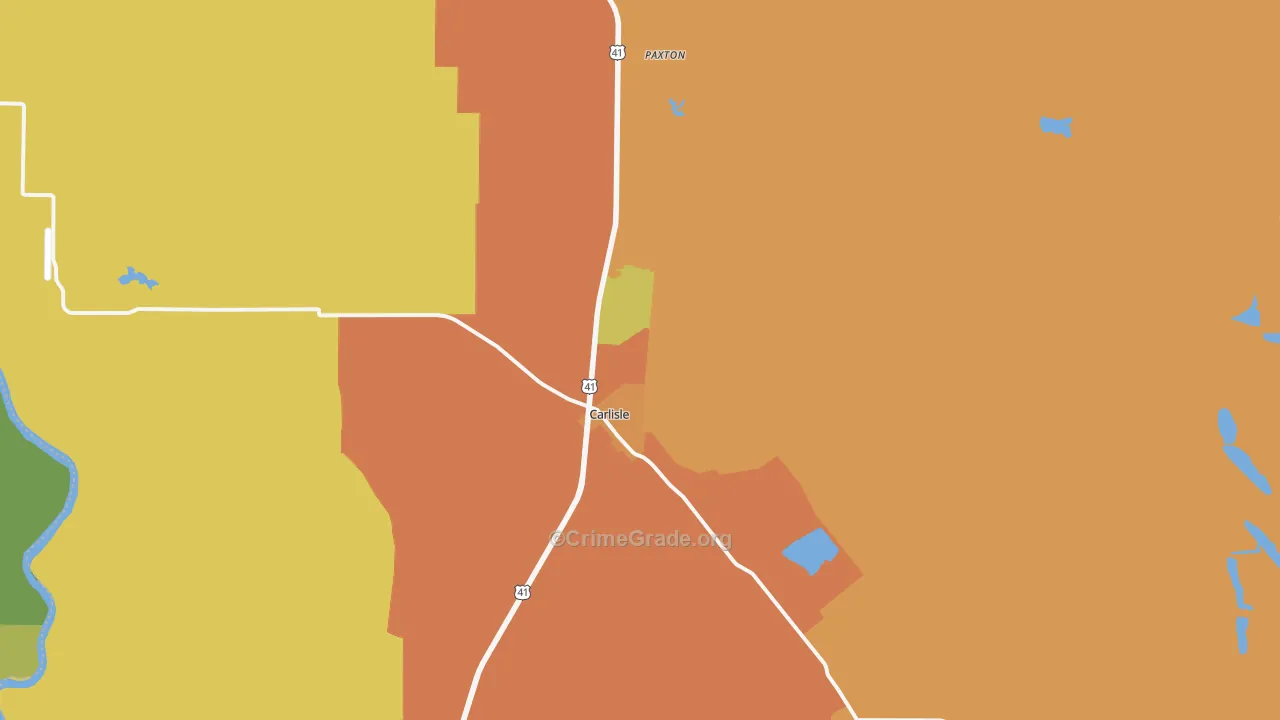 Carlisle, IN Map of Burglary Rates