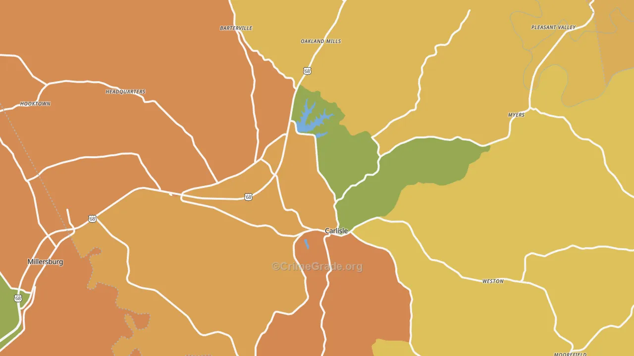 Carlisle, KY Map of Burglary Rates