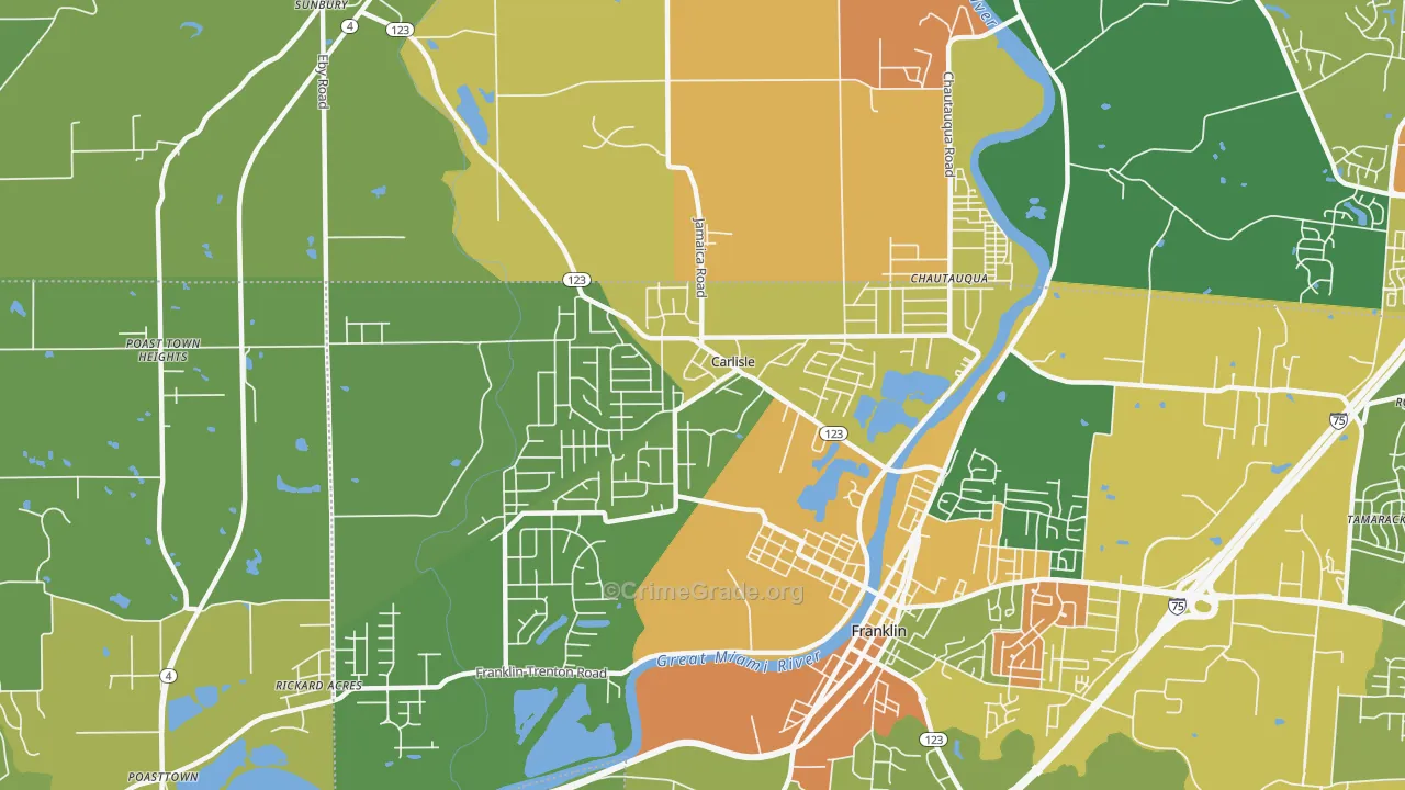 Carlisle, OH Map of Burglary Rates
