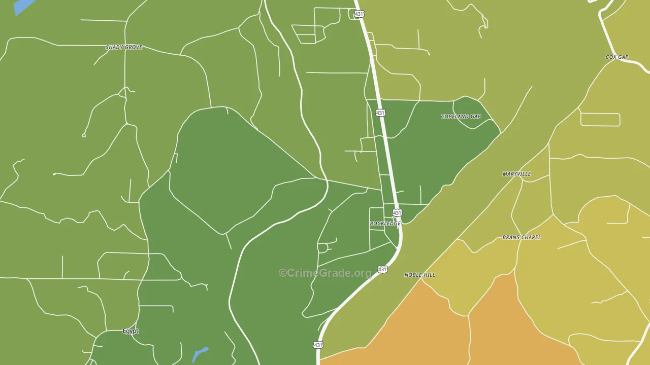Carlisle-Rockledge, AL Map of Burglary Rates