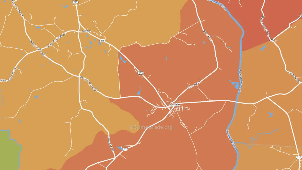 Carlisle, SC Map of Burglary Rates