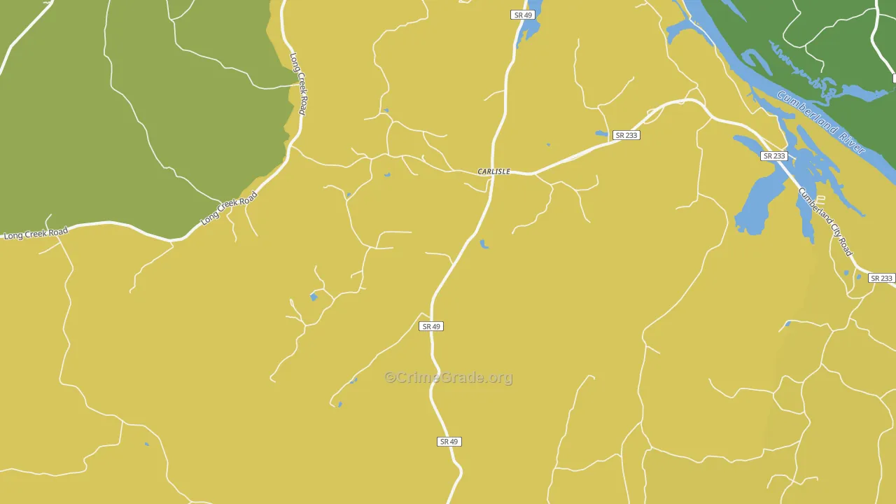 Carlisle, TN Map of Burglary Rates