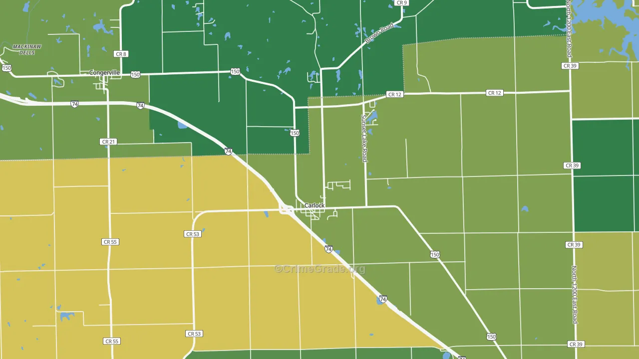 Carlock, IL Map of Burglary Rates
