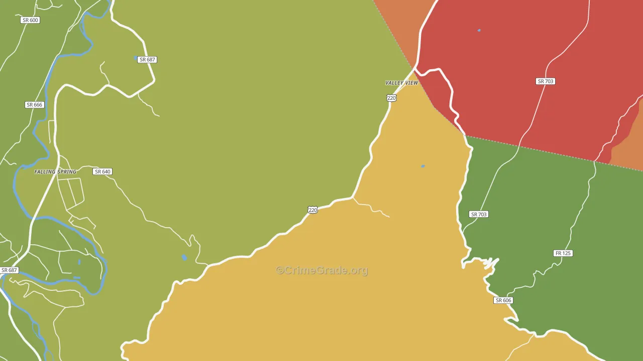 Carloover, VA Map of Burglary Rates