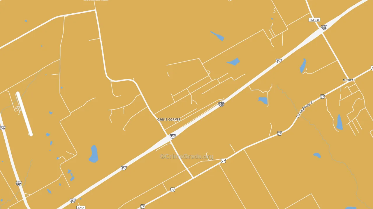 Carls Corner, TX Map of Burglary Rates