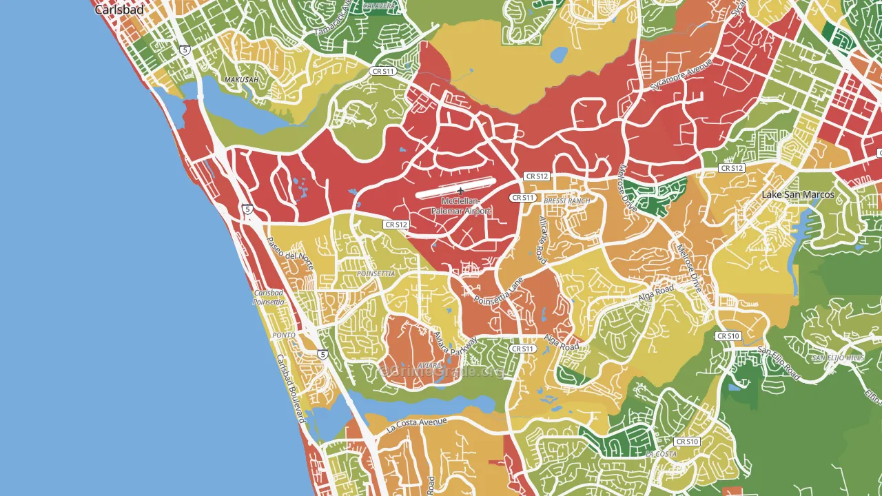 Carlsbad, CA Map of Burglary Rates