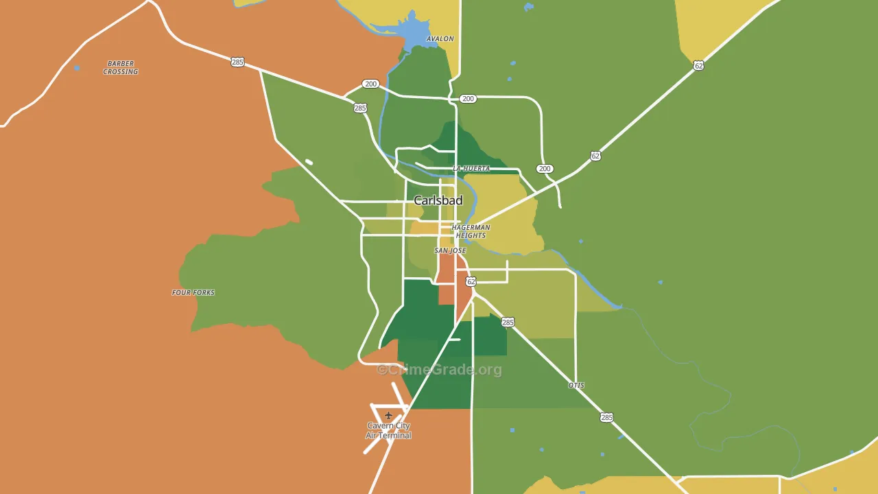 Carlsbad, NM Map of Burglary Rates