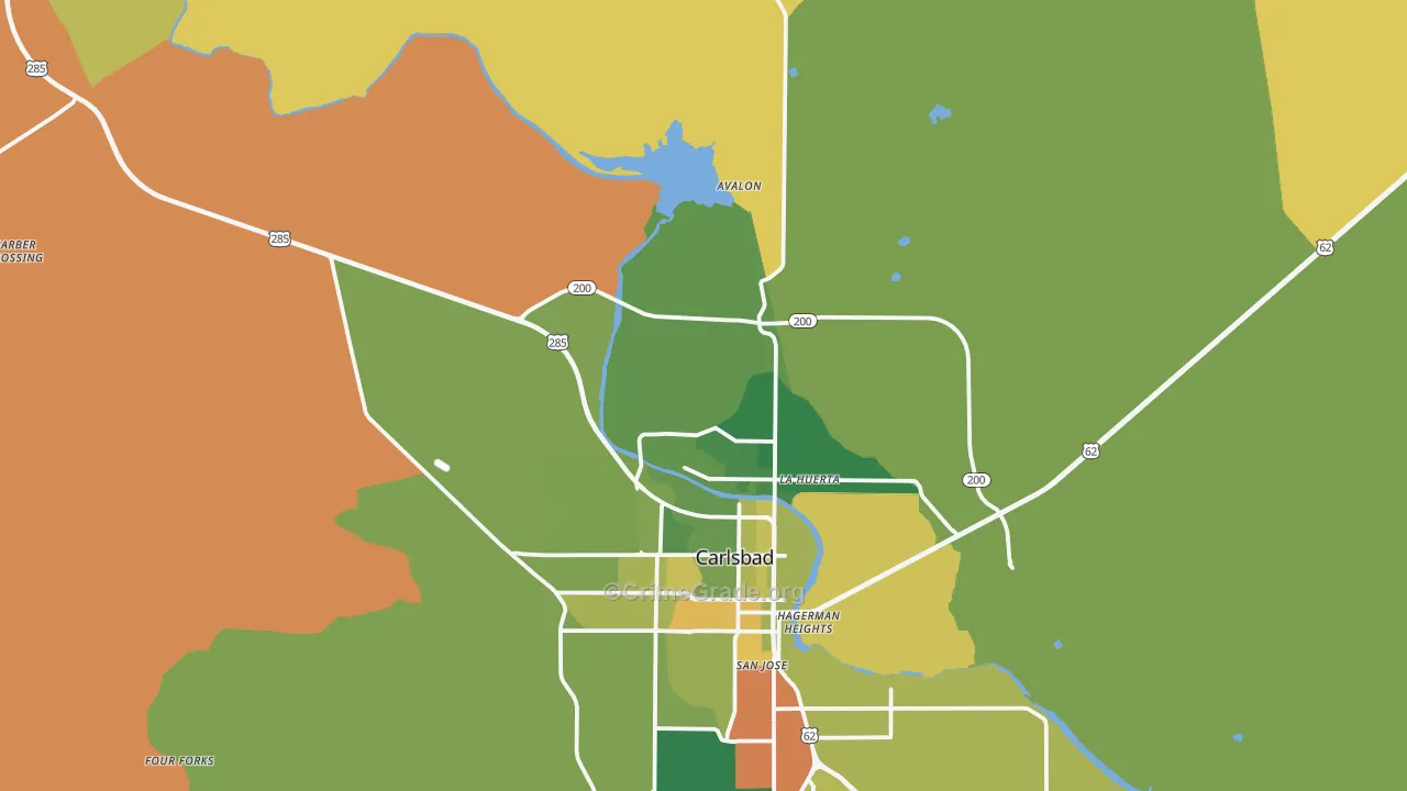 Carlsbad North, NM Map of Burglary Rates