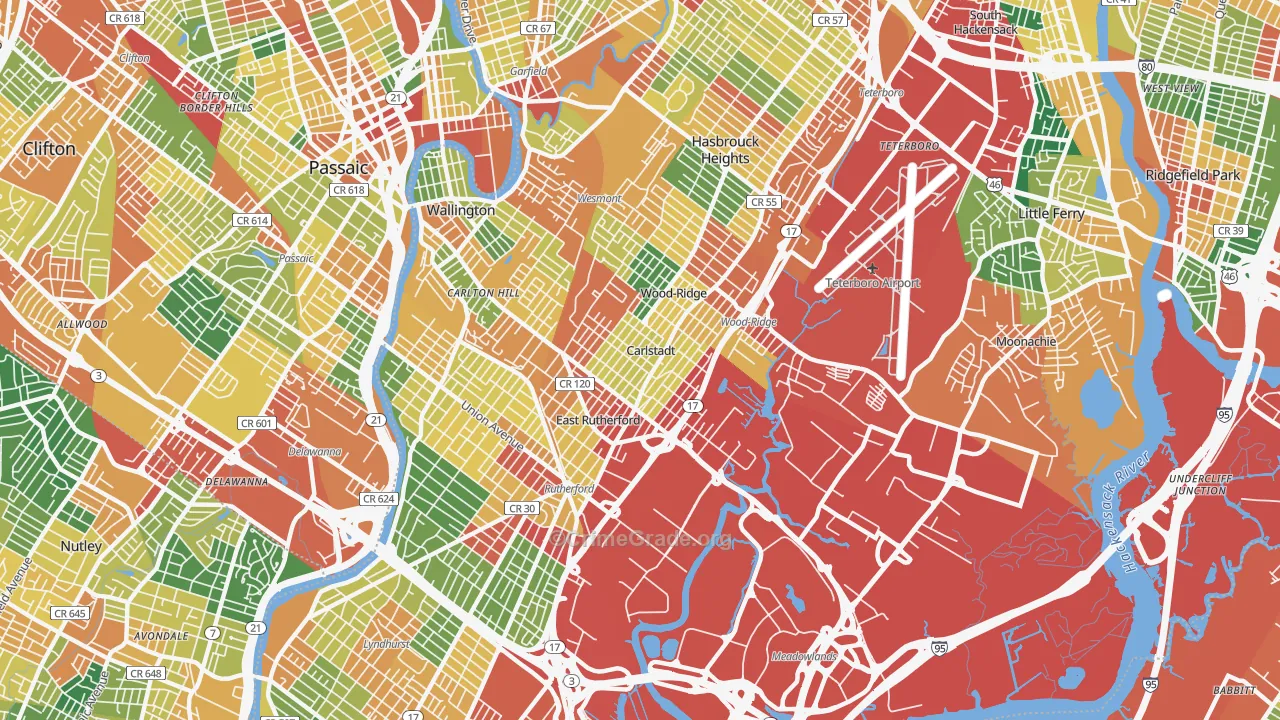 Carlstadt, NJ Map of Burglary Rates