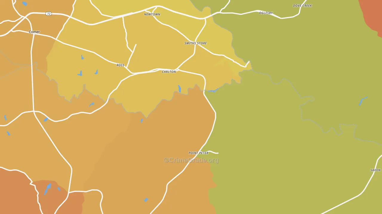 Carlton, GA Map of Burglary Rates