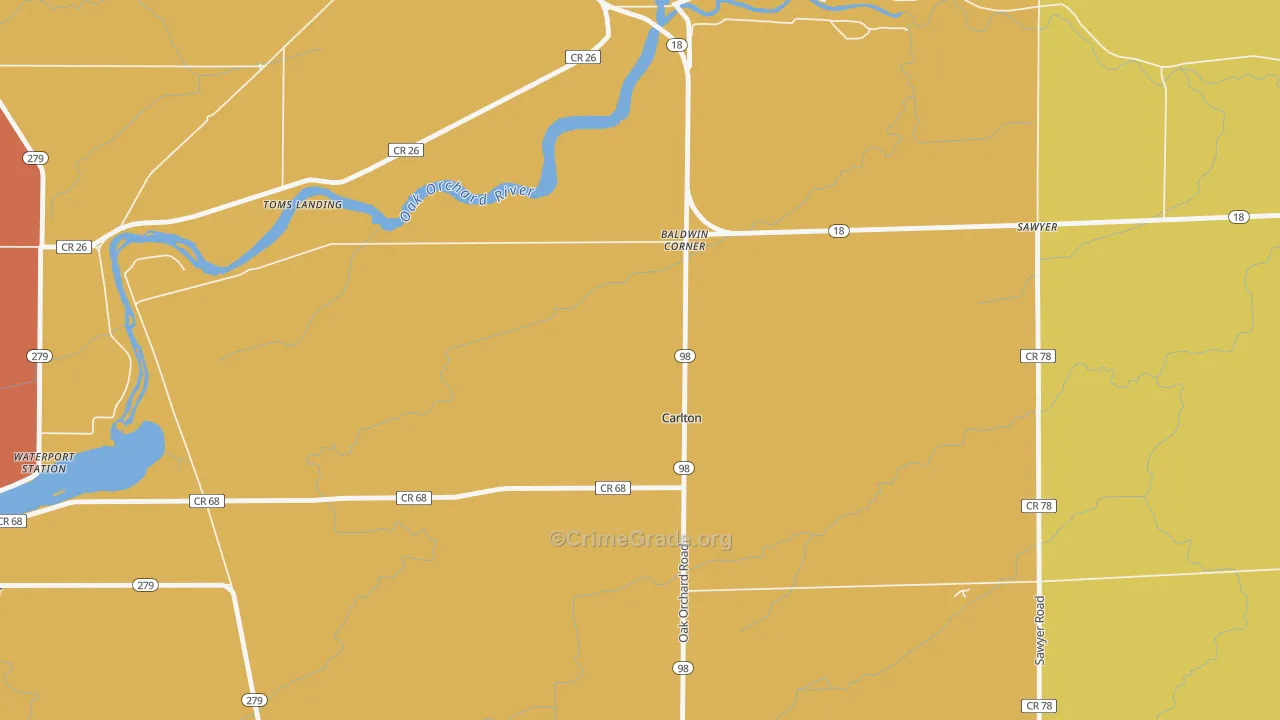 Carlton, NY Map of Burglary Rates