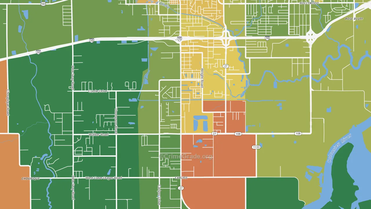 Carlyss, LA Map of Burglary Rates