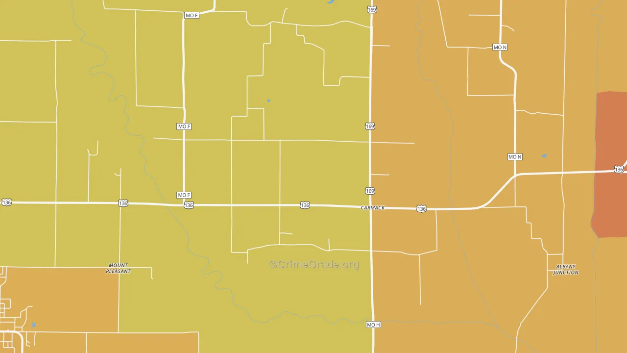 Carmack, MO Map of Burglary Rates