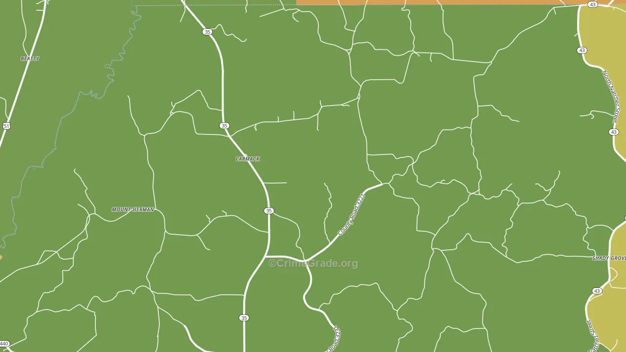 Carmack, MS Map of Burglary Rates