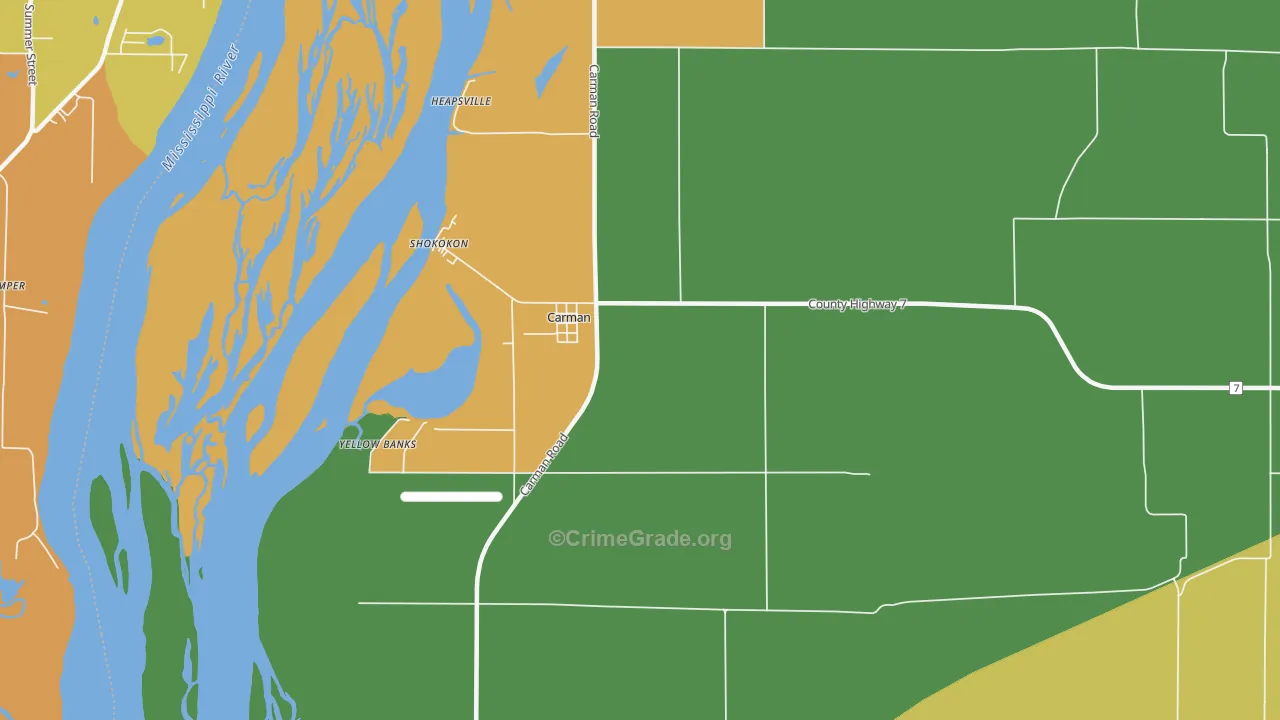 Carman, IL Map of Burglary Rates