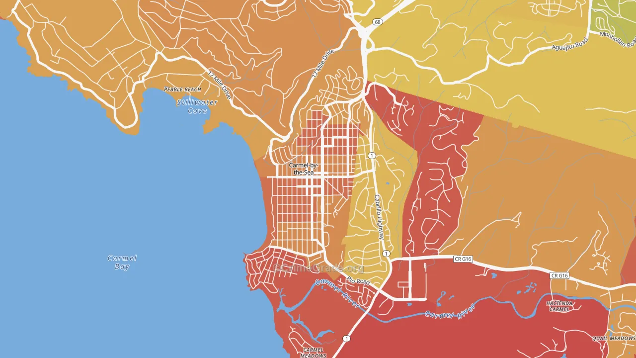Carmel-By-The-Sea, CA Map of Burglary Rates