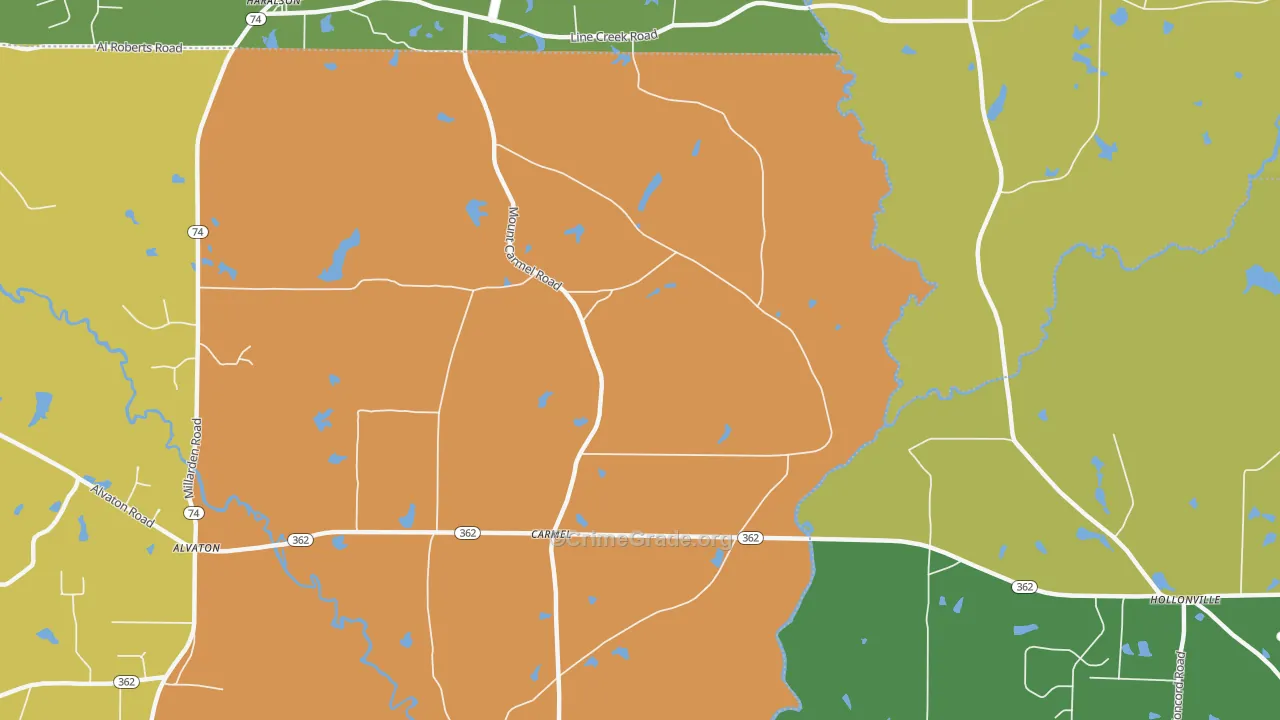 Carmel, GA Map of Burglary Rates